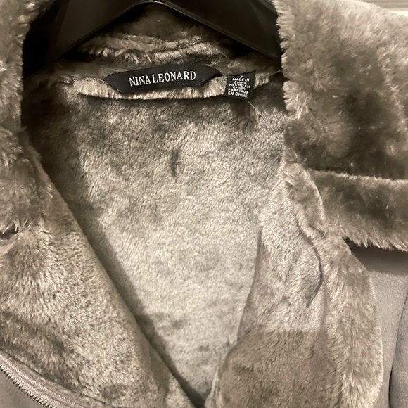 Nina Leonard gray size SM. Aviator Suede fur inside jacket NWOT - Picture 9 of 11